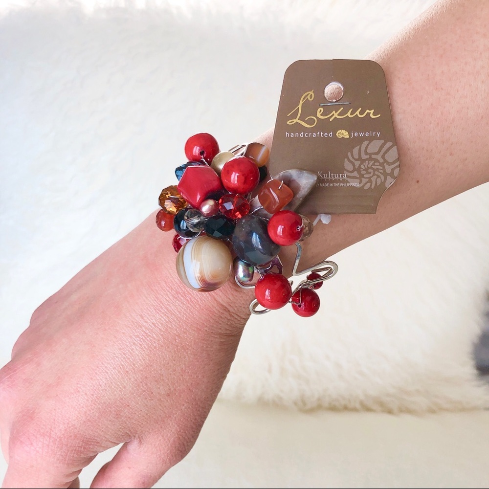NWT Gemstone and Crystal Silver Bracelet